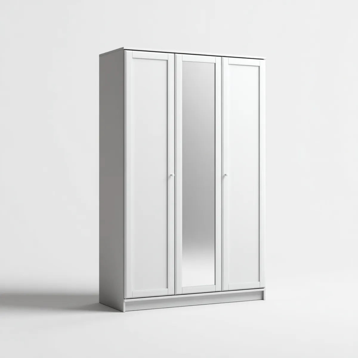 Armoire de chambre 3 portes blanche avec miroir en panneaux de particules mélaminés rectangulaire 120 x 50 x 200 cm