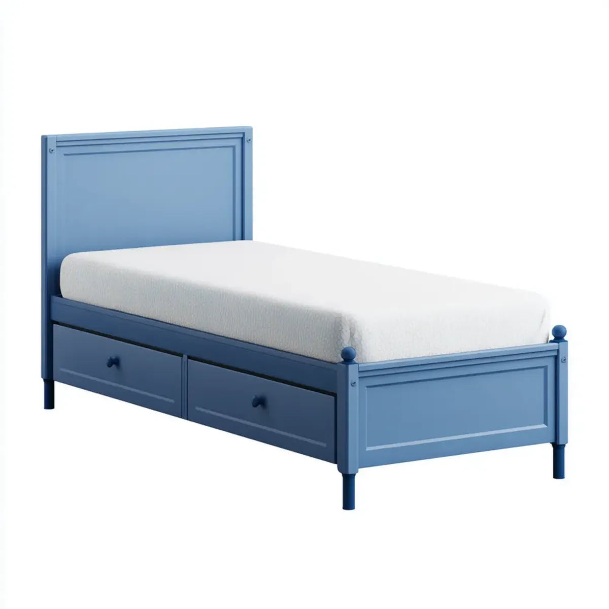 Lit enfant avec 2 tiroirs bleu 90 x 190 cm pin massif et MDF rectangulaire
