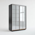Armoire à portes coulissantes noire et argentée 120 x 60 x 200 cm en panneaux de particules mélaminés rectangulaire