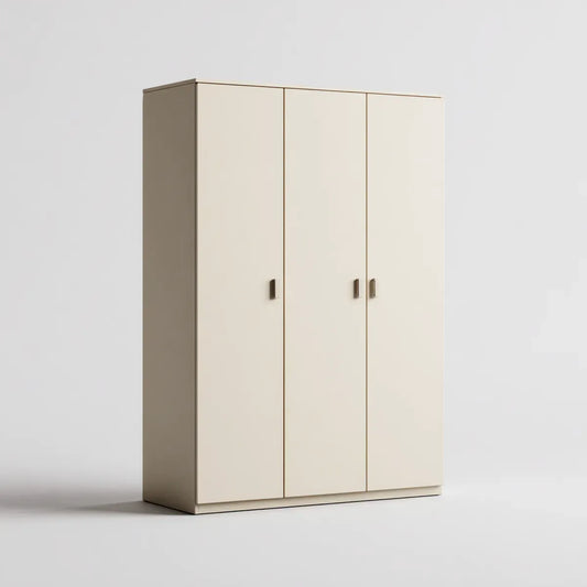 Armoire de chambre 3 portes blanc cassé 120 x 52 x 180 cm en panneaux de particules mélaminés rectangulaire