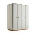 Armoire de chambre 4 portes blanc cassé et chêne 200 x 60 x 220 cm en panneaux MDF rectangulaire