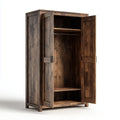 Armoire penderie 2 portes marron foncé en bois massif de pin rectangulaire 100 x 55 x 200 cm