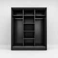 Armoire dressing ouverte noire 180 x 200 x 60 cm en panneaux MDF avec 2 penderies et étagères
