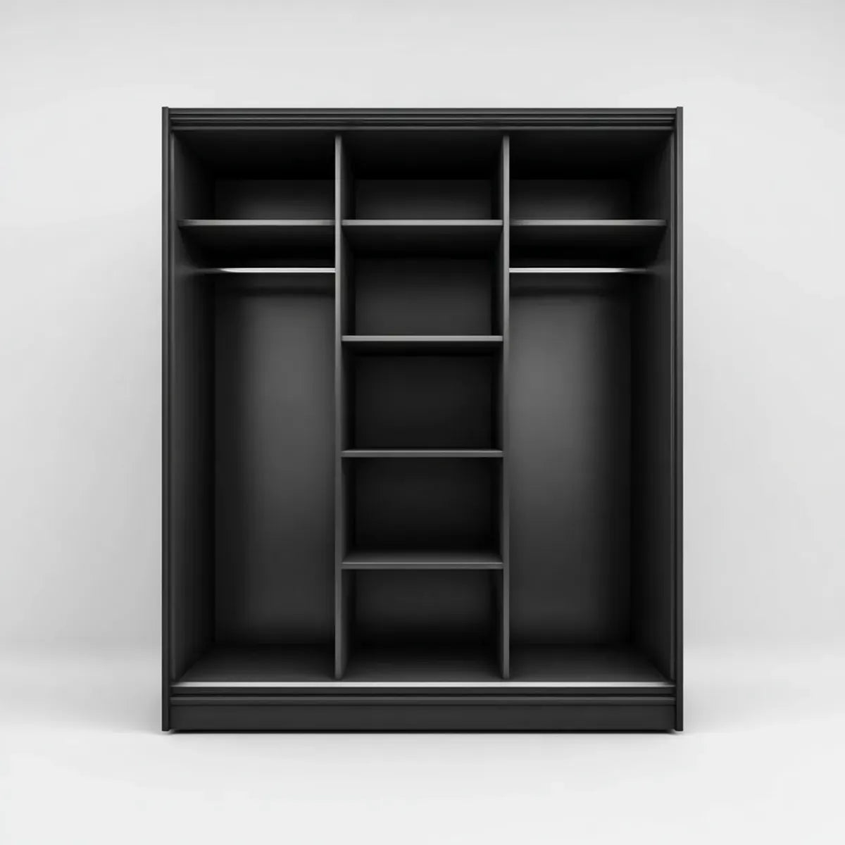 Armoire dressing ouverte noire 180 x 200 x 60 cm en panneaux MDF avec 2 penderies et étagères