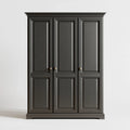 Armoire de chambre 3 portes noire 150 x 60 x 220 cm en panneaux MDF rectangulaire