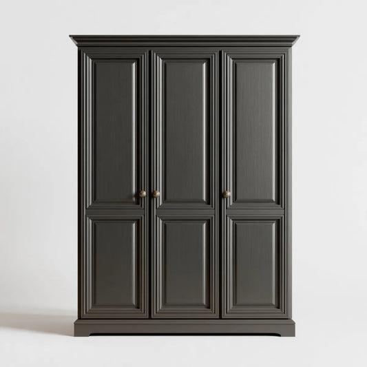 Armoire de chambre 3 portes noire 150 x 60 x 220 cm en panneaux MDF rectangulaire