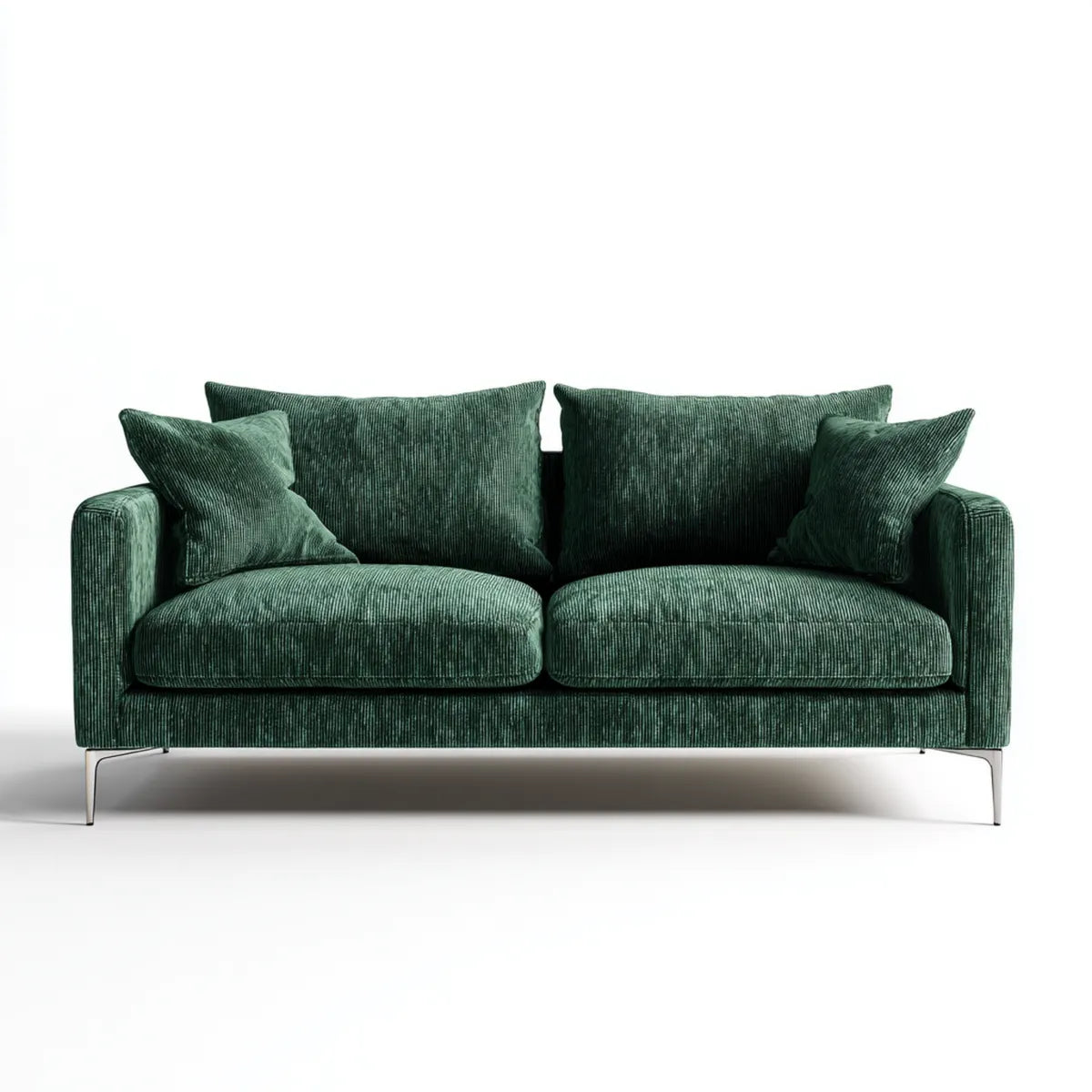 Canapé 2 places vert en velours côtelé polyester 180 x 90 x 85 cm rectangulaire