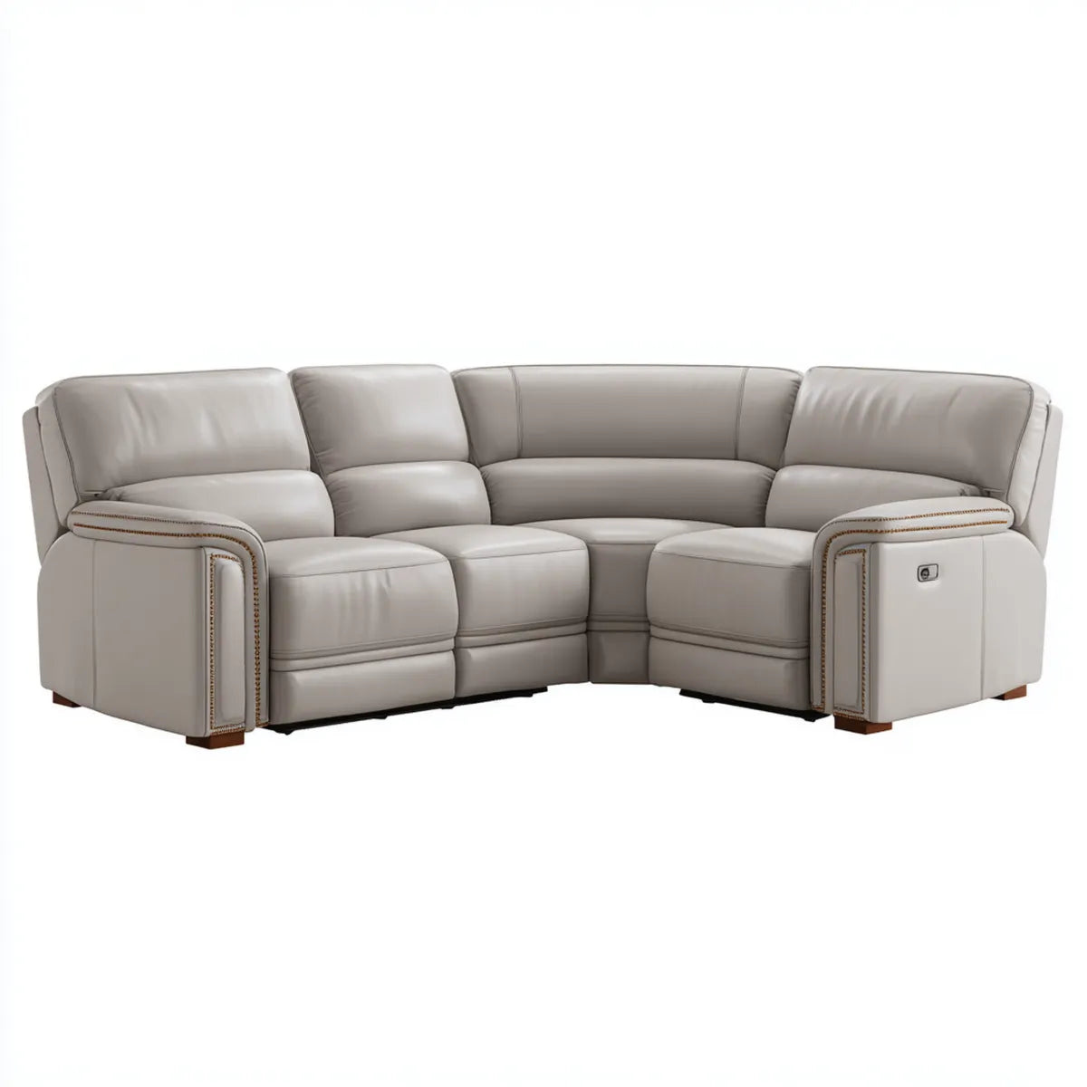 Canapé d’angle incurvé 5 places beige en cuir synthétique PU avec relaxation électrique 300 x 140 x 100 cm