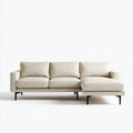 Canapé d'angle droit 3 places beige 260 x 160 x 85 cm en polyester avec pieds en acier