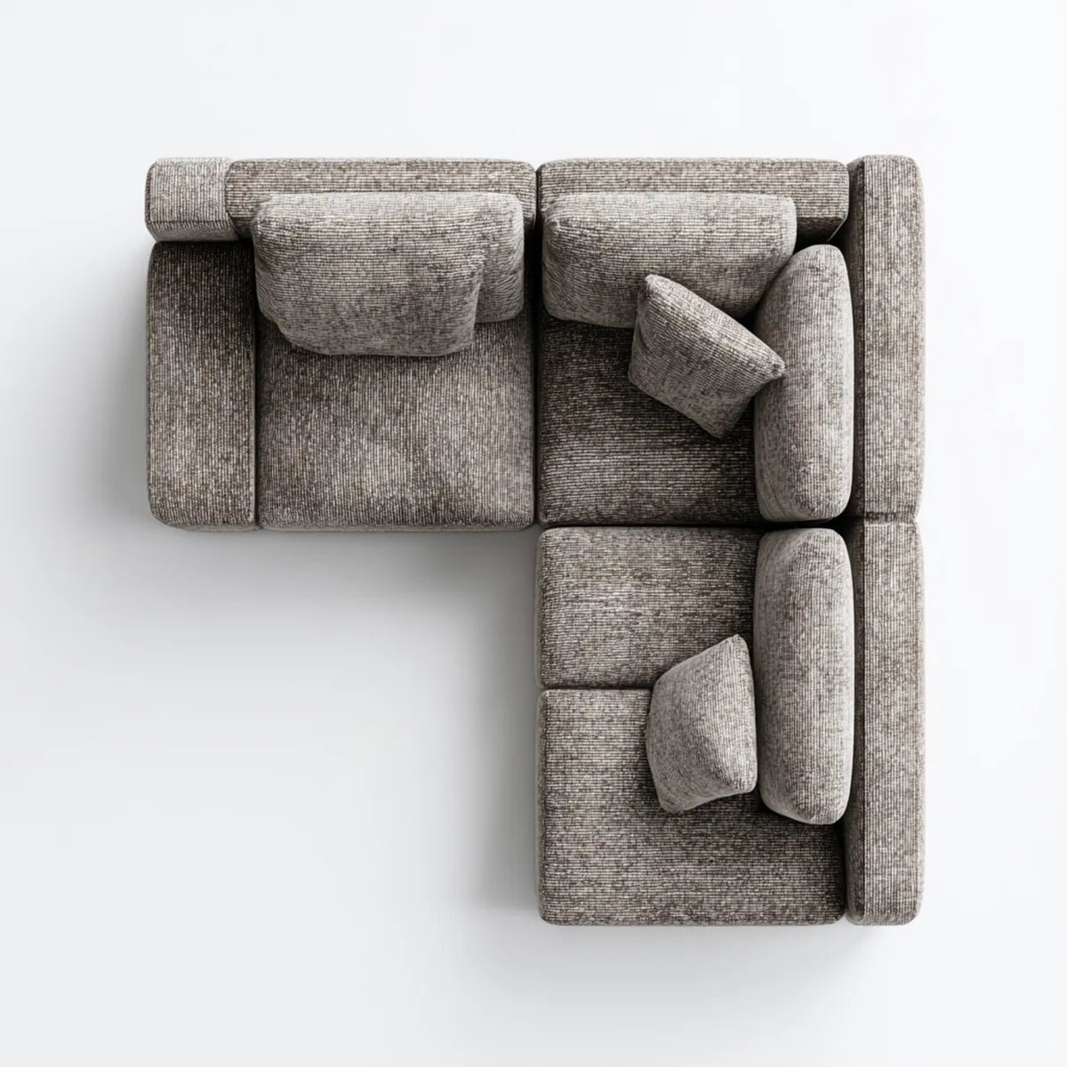 Canapé d’angle modulable 3 places gris taupe en polyester chenille forme L 280 x 190 x 70 cm