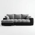 Canapé d’angle gauche 3 places noir et gris 250 x 160 x 85 cm en polyester et PU