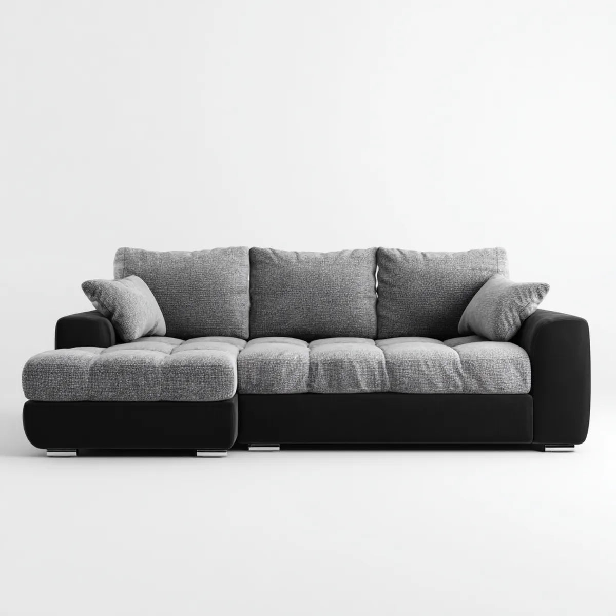 Canapé d’angle gauche 3 places noir et gris 250 x 160 x 85 cm en polyester et PU