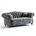 Canapé Chesterfield droit 3 places gris anthracite en velours de polyester 230 x 96 x 78 cm