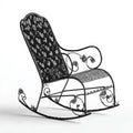 Fauteuil à bascule de jardin en acier noir 100 x 60 x 100 cm à dossier haut incurvé