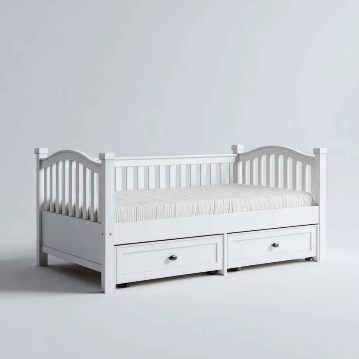Lit enfant avec 2 tiroirs blanc 90 x 190 cm pin massif rectangulaire