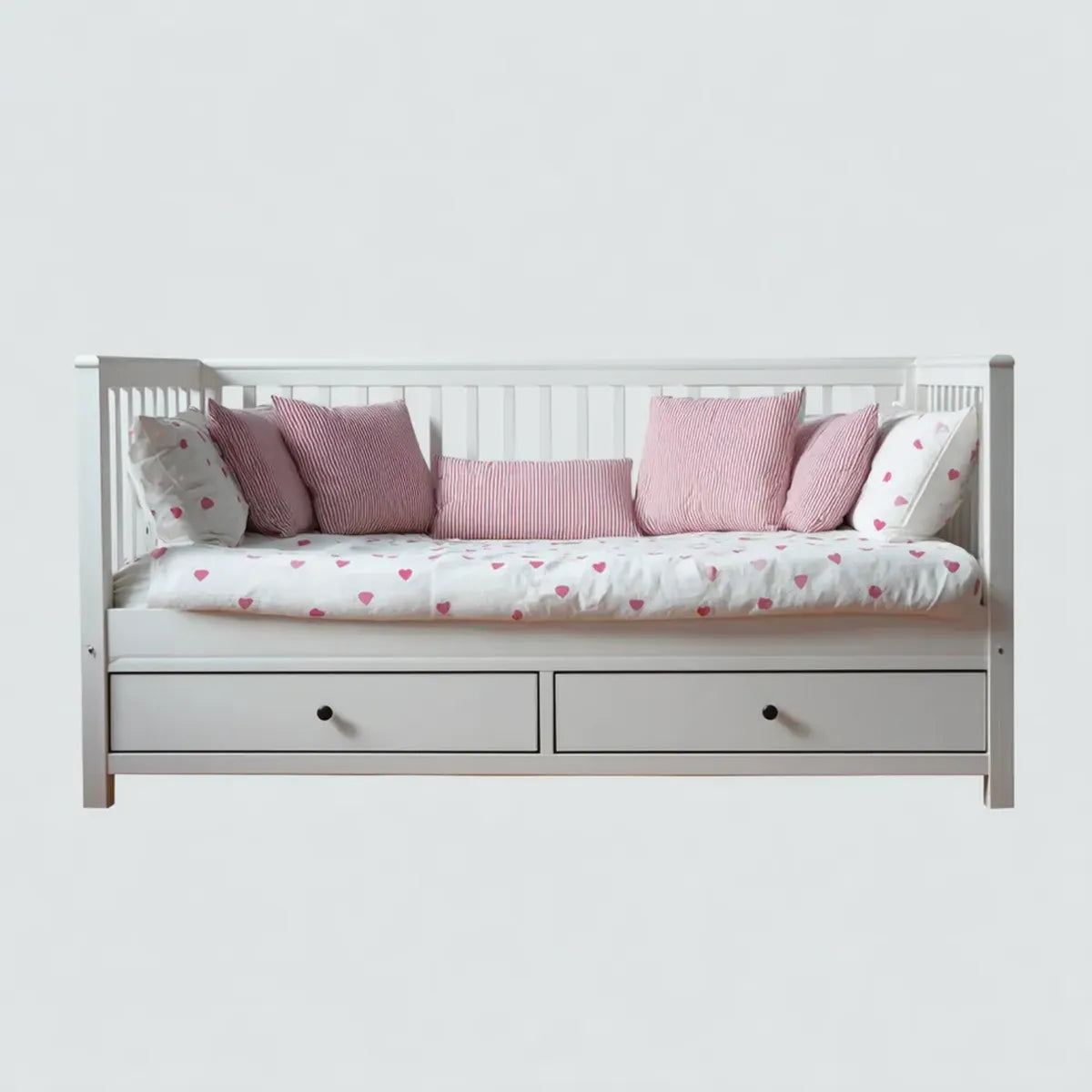 Lit enfant banquette avec 2 tiroirs blanc 90 x 200 cm en pin massif rectangulaire
