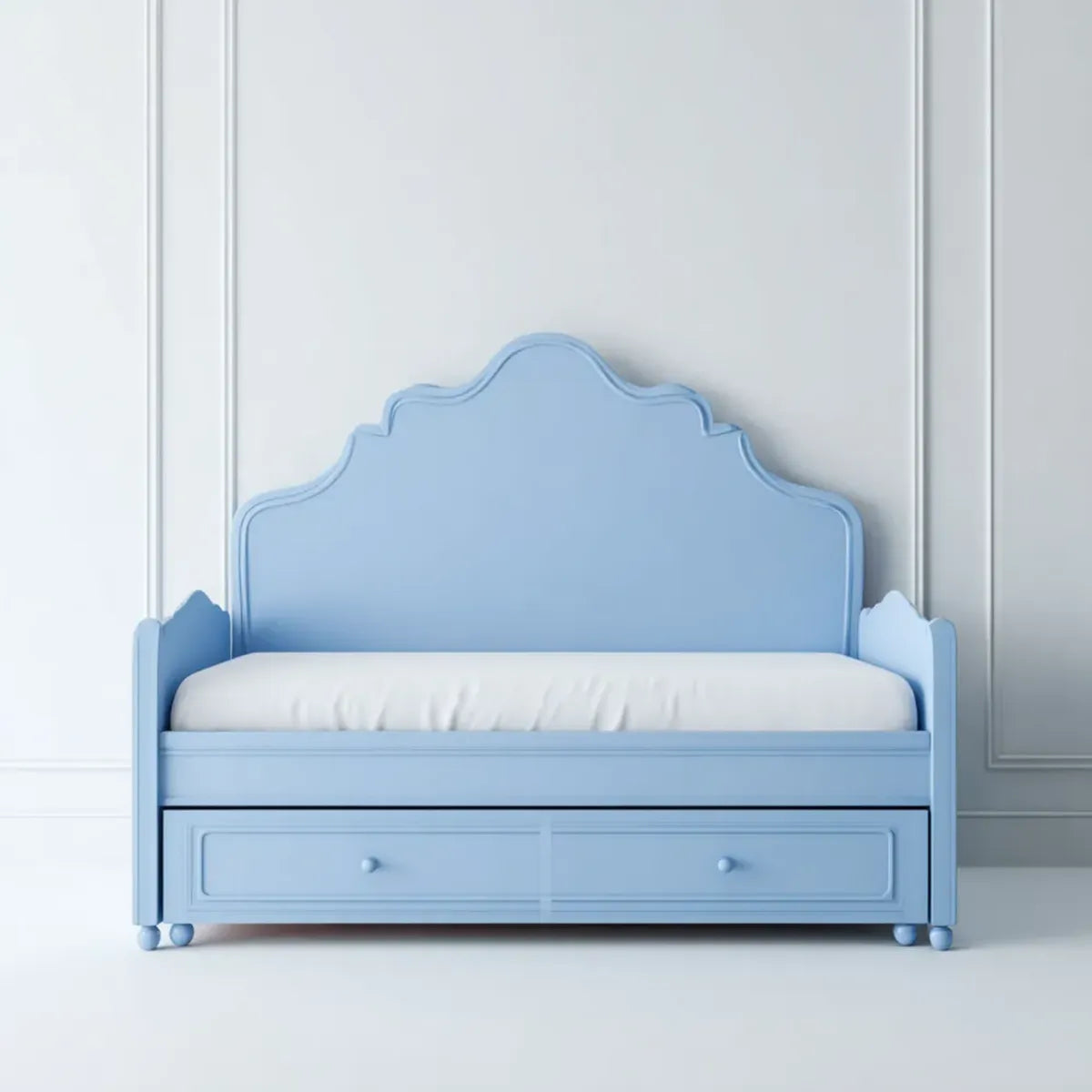 Lit enfant avec tiroir de rangement bleu 90 x 190 cm en MDF forme nuage